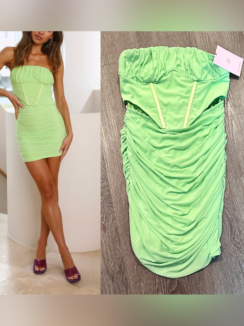 Hello Molly TRULY MINE Green Body con Mini Dress size 6 US NWT
